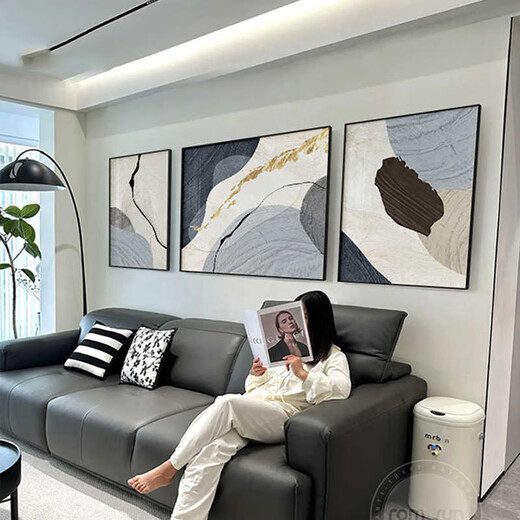 
Huaixue high-end living room decorative painting modern art office triptych black white gray abstract sofa background wall hanging painting JD13785 left and right 40*60 80*60 crystal porcelain aluminum alloy black frame