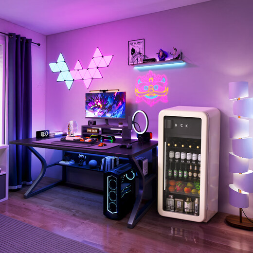 HCK Husky Ice Bar 168L Home Retro Living Room Refrigerator Freezer Beverage Cabinet Fresh Tea Cabinet Office Wine Cabinet Dundun Bar SC-168RD-S Milk Tea Color丨Frozen Refrigeration丨168L