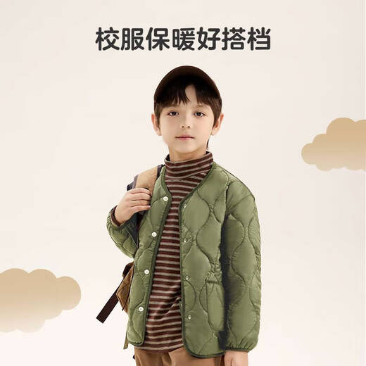 Children's clothing made in Tokyo, boys' cotton-padded clothes, children's heat-storage warm cotton-padded jackets, fashionable autumn and winter boys' jackets, olive green 160