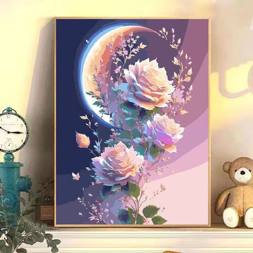 Clcey Digital Oil Painting DIY Blumenlandschaft Cartoon handbemalte Füllung handgefertigter DIY-Acrylölmalerei Dekoratives Malmal