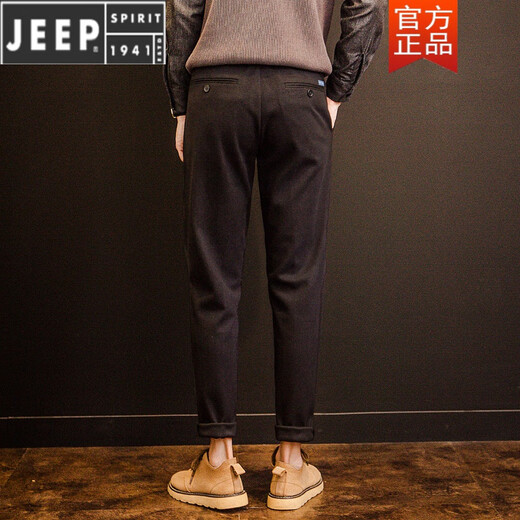 
JEEP SPIRIT autumn casual pants men's long pants Korean style straight winter clothing trendy versatile wool slim feet men's pants thick 9885 black 9885 (Autumn and Winter) 28