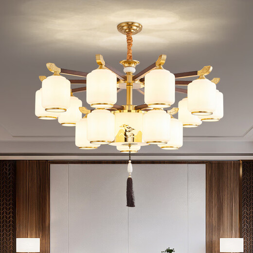 An Dengbao Living Room Chandelier New Chinese Style Dining Bedroom Study Room New 2025 Zinc Alloy Lighting Set 5009 6 Heads + Three Colors Light