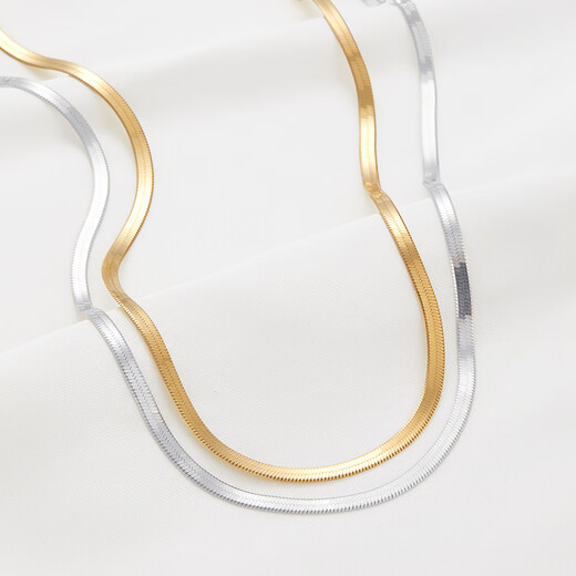 Fat Donglai's same style 18k gold necklace snake bone chain Qin Lan's same style JESHORE Italian blade gold-plated snake bone necklace gold blade snake bone chain length 35+10cm