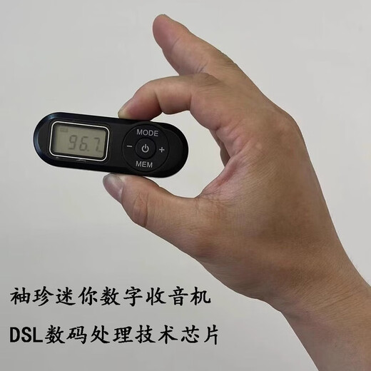 汉荣达727迷你数字调频接收机DSP芯片FM收音机会议培训接收器无外放支持耳机和外接音箱 黑色 无外放送耳机电池挂绳