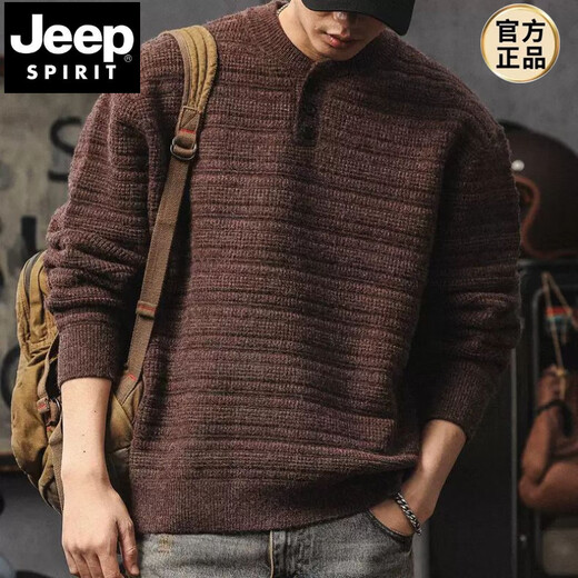 JEEP SPIRIT American retro sweater for men in winter warm pullover bottoming sweater high-end handsome Henry collar lazy style jacket Hua Ka weighs 850 grams M 110-130 Jin Jin is equal to 0.5 kg