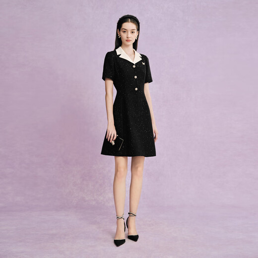 La Koradior [same style in the mall] black temperament slim suit dress splicing commuting black L