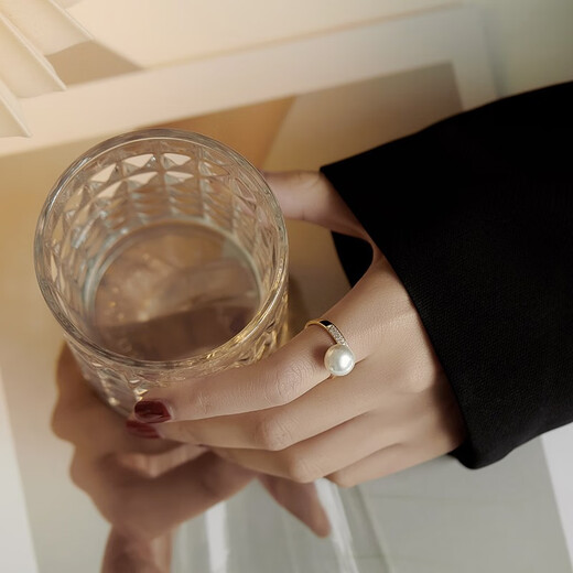 QUAMER Gold Store Exquisite Index Finger Ring Women's Fashion Personality Niche Design Simple Temperament 2024 New Exquisite Pearl Open Ring