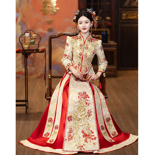 秀禾世家【东方简奢风】秀禾服婚服2025新款出嫁衣中式嫁衣秀禾结婚龙凤褂 「新中式」N-687 S