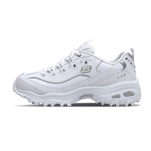 Skechers panda shoes spring and autumn women's heightened dad shoes rivets lightweight thick-soled casual shoes sneakers 11979 white/silver/WSL 39 260MM