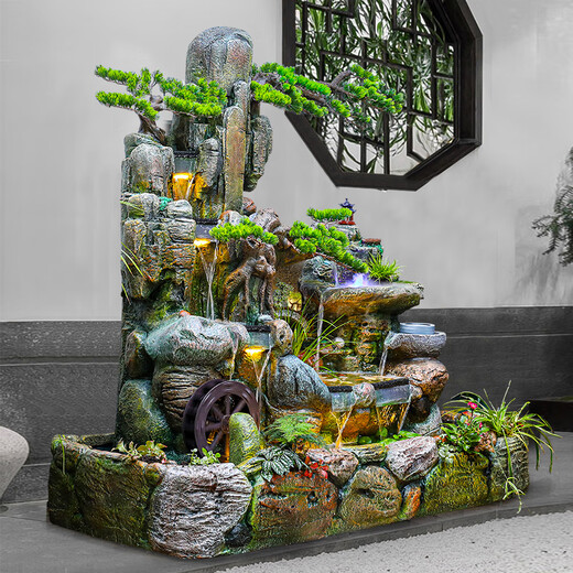 Naiyuan Water Tank Garden Rockerie Pond Pond Waterfall Water Fountain Ornement balcon extérieur Terrasse Plancher circulant dans l'eau Paysage 688 Installation de pack moyen [175 * 78 * 160cm]