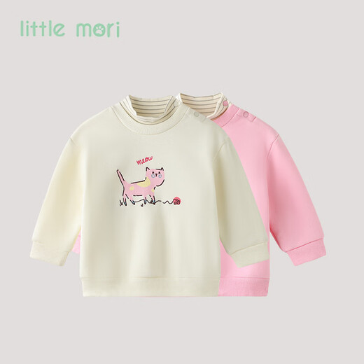 
little mori little forest children's clothing girls sweatshirt children's top half turtle neck autumn and winter clothes light pink 110 cm/4 years old