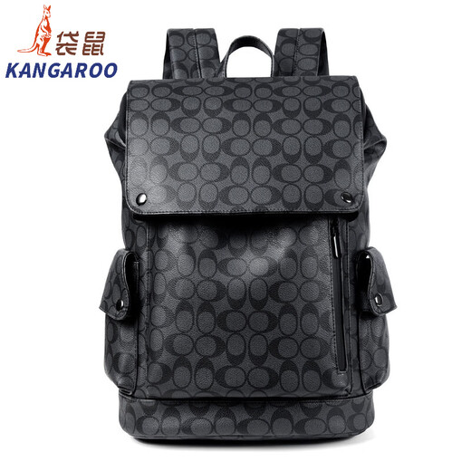袋鼠（KANGAROO）2024新款双肩包男商务休闲大容量电脑包多功能潮牌背包旅行包书包 6630格纹款