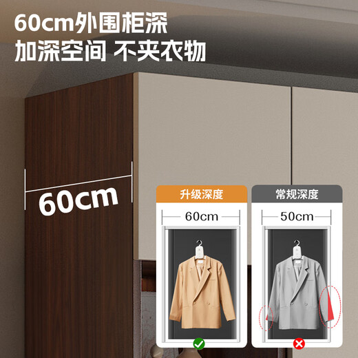 Zhilei ENF level wardrobe bedroom light luxury large wardrobe with drawers home large storage cabinet four doors 1.6 meters wardrobe