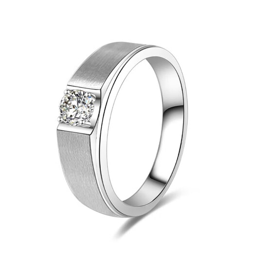 AVHE platinum cultivated diamond brushed frosted wide diamond ring four-prong business men's wedding gift Chinese Valentine's Day pair of rings platinum wide brushed men's ring - D color 20 points VVS 9-20 ring can be consulted