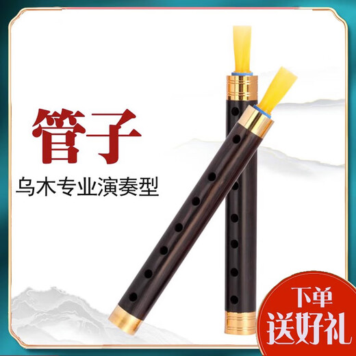 韩琴侠乌木催泪管管子乐器全套吹奏初学者成人笛子管乐民族乐笛演奏 A调 镀金箍管子+6