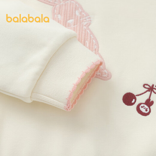 Balabala children's clothing girls' sweatshirts plus velvet autumn and winter tops are sweet and cute