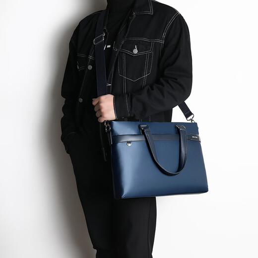 MOEPEQDAISHU Business Briefcase Men's Handbag Shoulder Bag Oxford Cloth Casual Messenger Bag Office Commuting 14-inch Computer Bag Blue Large Bag 14-inch