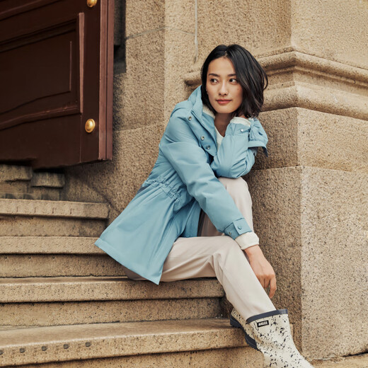 AIGLE Autumn and Winter Windproof and Rainproof Warm Top Outdoor Casual Fishtail Cotton Women's Jacket Light Sky Blue AQ242 S (36) (160/84A)