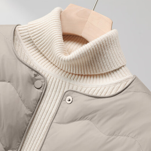 Fei Zhongfei Women's Lightweight Down Jacket Autumn and Winter Round Neck Casual Warm Down Jacket Women Gray 160