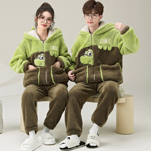 Jeunes Mots d'amour Pyjamas pour hommes et femmes couples Coral Velvet Automne et hiver plus en velours épaissis de grande taille Student pour la maison pour les jeunes peut être porté à l'extérieur de la taille des femmes YPF3895 (70-85jin [Jin est égal à 0,5 kg]))