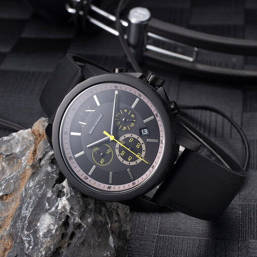 Armani Exchange Watch Men Silicone Strap Tres o-Eye Dial Quartz Watch Regalo de cumpleaños para niños AX1343
