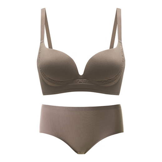 Modal Big Breast Revealing Small Breast Underwear Women's Slimming Air Conditioned Summer Breast Retracting Anti-Sagging Bra Set Dark Coffee Set 75C