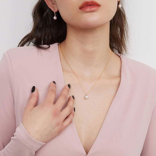 18k gold princess natural seawater single pearl pendant perfect round akoya pearl necklace 2 18k-gold freshwater pearl 9-9 points 5mm