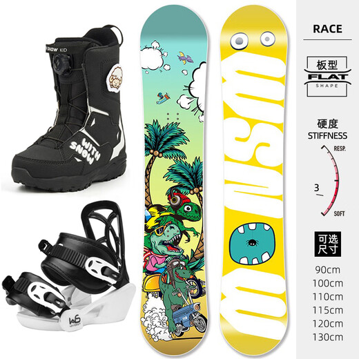 WS SnowboardsWS Snowboard Kinder Snowboard Set Komplettset Skischuhe Bindungen Snowboard Set Kinder und Jugendliche Snowboard E1 Set 90cm