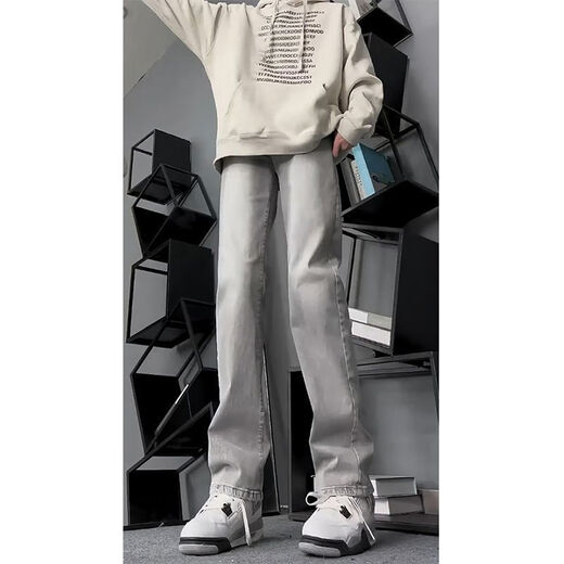 Chaohandu neuer Stil 2024 Zement Rauchgrau Schlanke Jeans für Männer und Frauen für Herbst Dünne amerikanische High-T-T-Hose G841 Cement Grey 3xl 160-175jin [Jin gleich 0,5 kg]