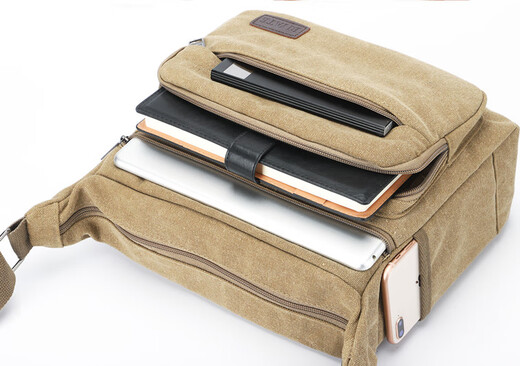New portable labor protection, plumbing, electrician multi-functional decoration canvas thickened tool kit dirt-resistant electrician bag, larger thickened canvas 902 khaki
