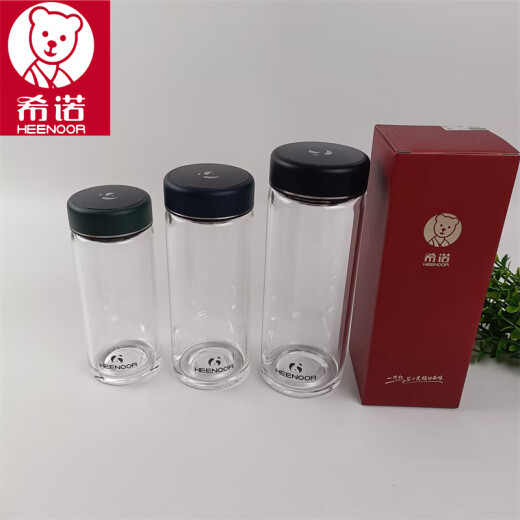 希诺定制璃杯大容量单层加厚水杯商务办公带滤网泡茶杯子XN-1200/1201 单层希诺6198黑色送杯套 400ml