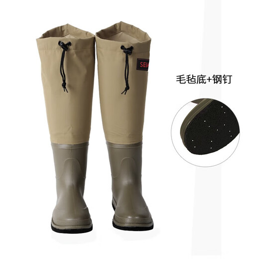 SEKOYA Lua wading boots waterproof and non-slip men's and women's stream fishing shoes outdoor river water rain boots beach and sea equipment 5013B brown khaki (felt bottom with nails) LL shoe size 43-44