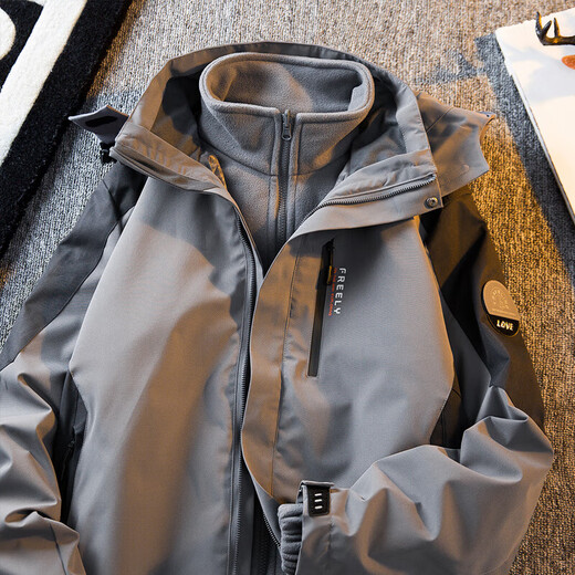 Cangshi Yishu Cangshi Yishu trendy brand jacket jacket for men in autumn and winter plus velvet and thickened three-in-one detachable hooded jacket trendy black XL