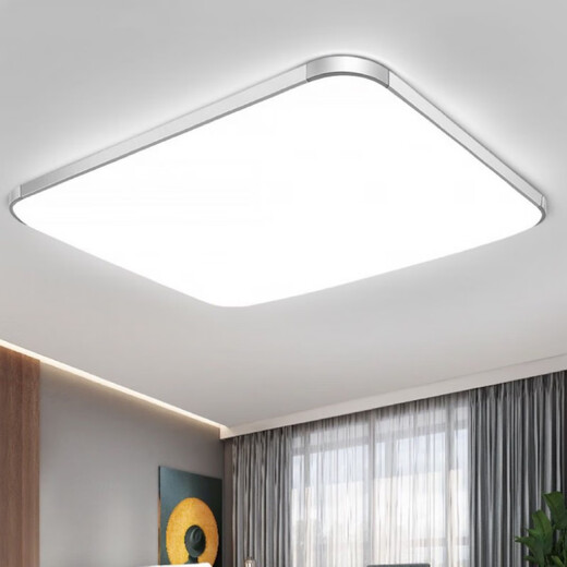 维诺亚LED吸顶灯正方形简约现代卧室灯阳台灯书房餐厅过道走廊会议室灯 银色38*38cm36w高光