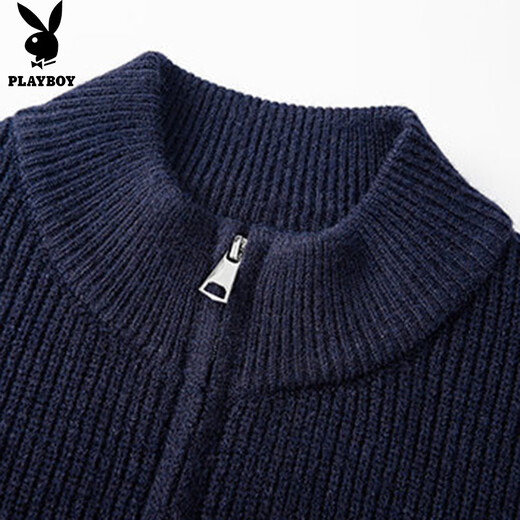 Playboy (PLAYBOY) sweater men's cardigan stand collar jacket men's winter sweater men's warm casual trend line clothes