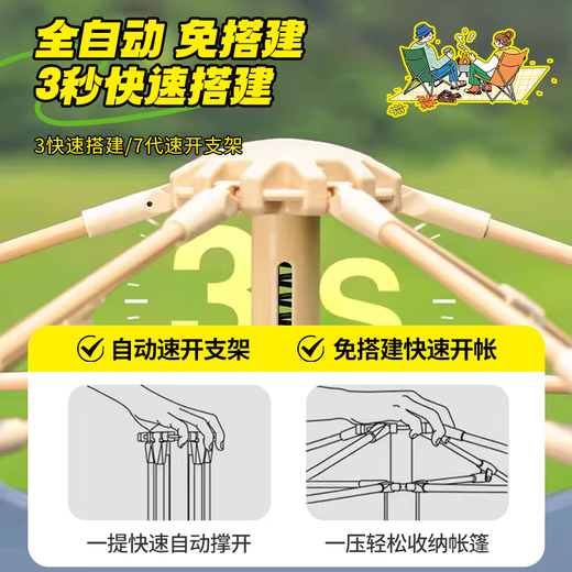 
Mengduofu [Shop Manager highly recommends] Tent outdoor, fully automatic quick opening outdoor tent set, rainproof wild camping tent, 4-6 people, large upgraded two doors and two windows + moisture-proof mat, moisture-proof mat + windproof rope + storage bag + floor nail