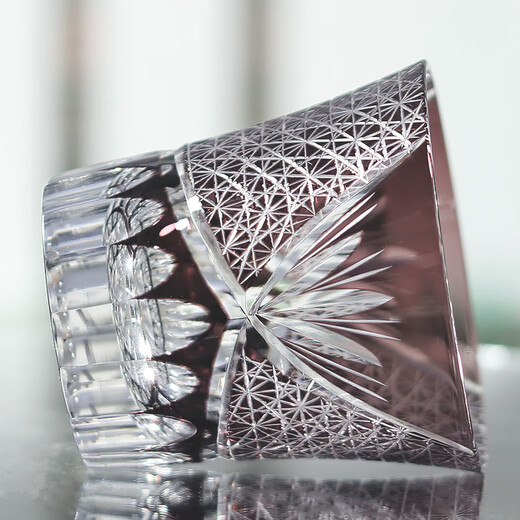 Chizhi Edo Kiriko Bohemian whiskey cup handmade high-quality beer glass wine glass gift box cup glass purple chrysanthemum 220ml 1 piece