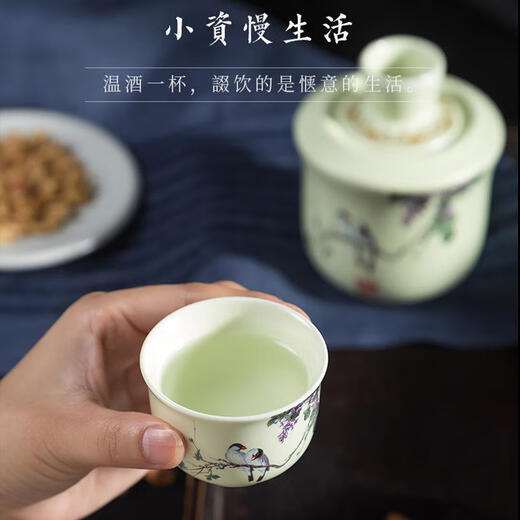 Ceramic wine warmer, scalding wine pot, household antique Chinese wine set, shochu, yellow wine, white wine cup, warm Jingdezhen old porcelain, landscape coarse porcelain, about 2 taels