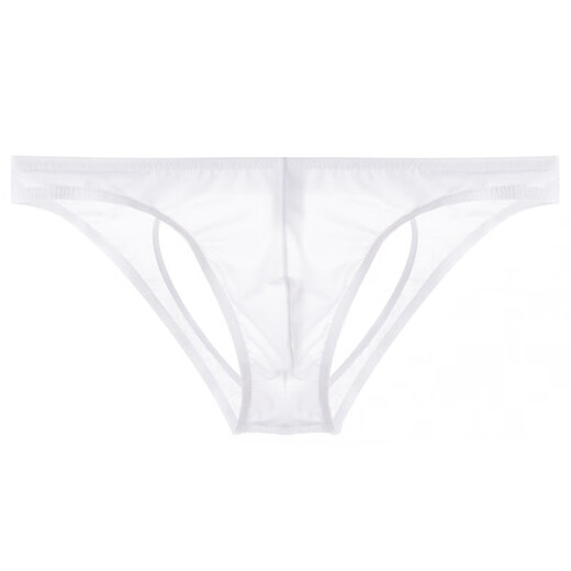 Royal sister-like ice silk double thong men's transparent underwear, men's back empty butt lift, seamless low waist, sexy short for boys, white M, one size fits all