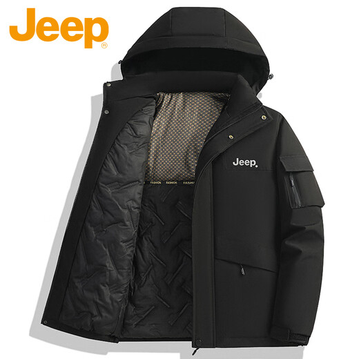 JEEP Jeep Cotton Jacket Men's Winter Jacket Men's Workwear Down Cotton Warm Cotton Jacket Cold-proof Charge Cotton Jacket Men Black XL
