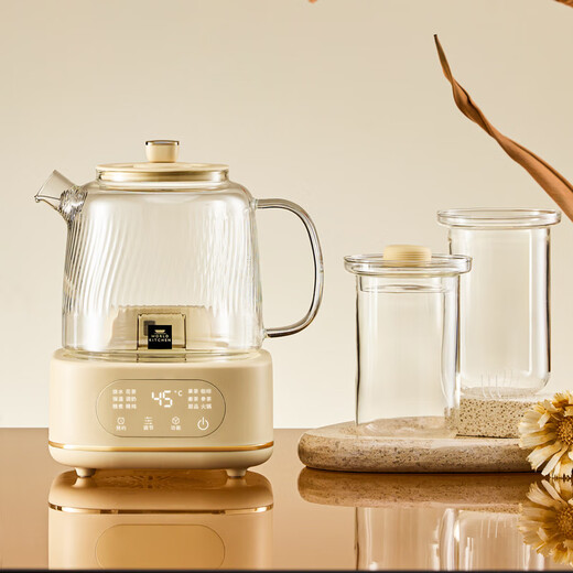 World KitchenAmerican Corning Health Pot Full Glass Constant Temperature Pot Multifunctional Office Tea Maker Kettle Scented Tea 1.2L Top Version Glass Pot + Tea Strainer + Stew Cup