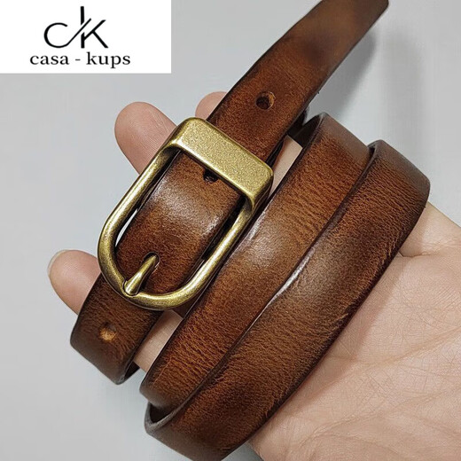 casa-kupsCK细皮带女真皮牛皮装饰配大衣裙子打结软百搭牛仔裤腰带潮 #6231卡其色(宽1.8cm) 95cm