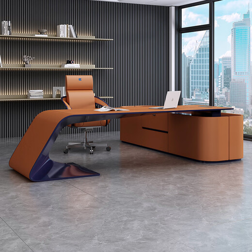 FUJIN Italian-style boss table, president table, light luxury, modern high-end villa executive desk, office leader desk and chair combination, customizable color and size