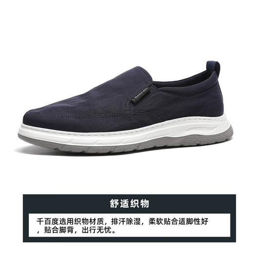 Qianbaidu Sommer bequeme Leinwandschuhe Herrenschuhe Leicht und vielseitig atmungsaktive Freizeitschuhe Herrenschuhe Marine Blue 42