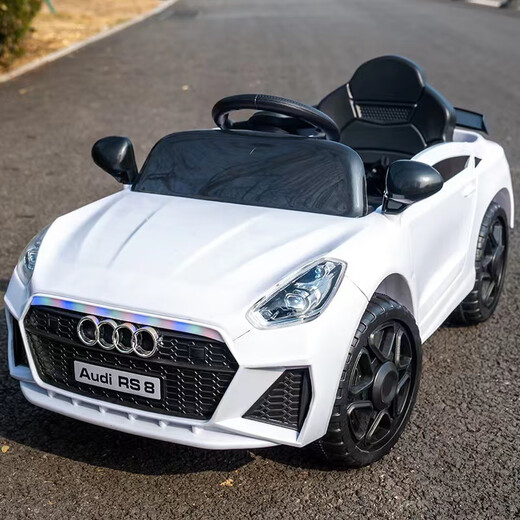 Yingxiao Audi children's electric car with four wheels with remote control baby car for men and women children toy car can be used to charge children's car white 6V4 single drive without remote control configuration
