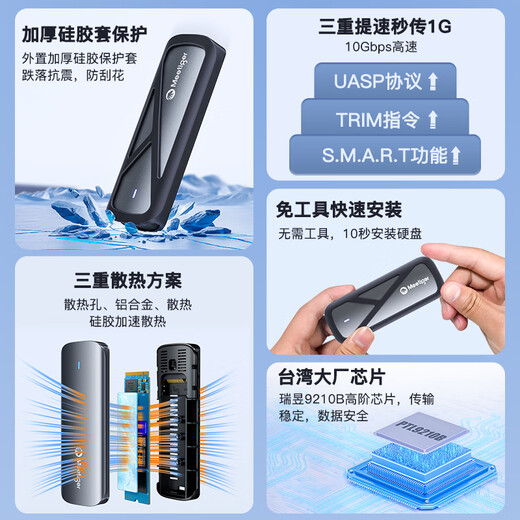 迷虎M.2 NVMe固态硬盘盒 Type-C3.2移动硬盘盒 适用笔记本电脑苹果16外接SSD硬盘盒子 送保护套 GN10C