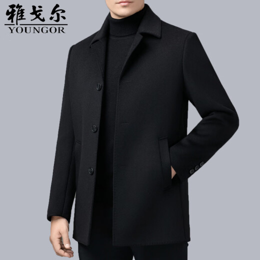 CEO Yageo double-sided cashmere coat for men's mid-length daddy suit middle-aged and elderly wool wool casual jacket for men thickened y24519 khaki M 170