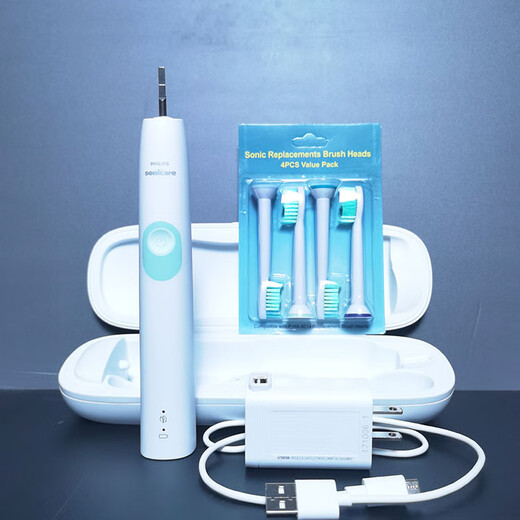 Philips (PHILIPS) electric toothbrush 6877HX682P fully automatic induction charging sound wave vibration intelligent 9192 Sanxia HX684A host green and white 4 brush heads