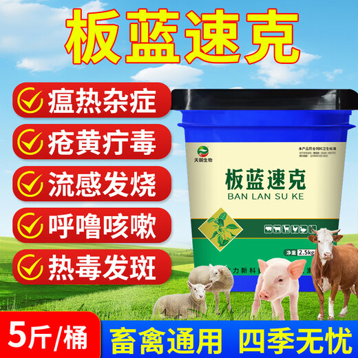 Veterinary Isatis and pink pigs, cattle and sheep, heat-clearing, detoxifying, swelling and analgesic for chickens, ducks and geese, anti-viral fever feed additives 1 barrel 2.5kg (buy 7 and get 1 free)