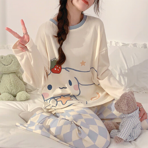 
Yalu pajamas for women 2025 new cute Yuguigou spring and autumn long sleeve plaid trousers Internet celebrity style home clothing set 15567 women M women (suggested weight 80100 Jin [Jin equals 0.5 kg])